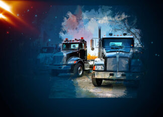 Flotte de camions avec espace texte - Sélection d'images stock de qualité à prix budget.