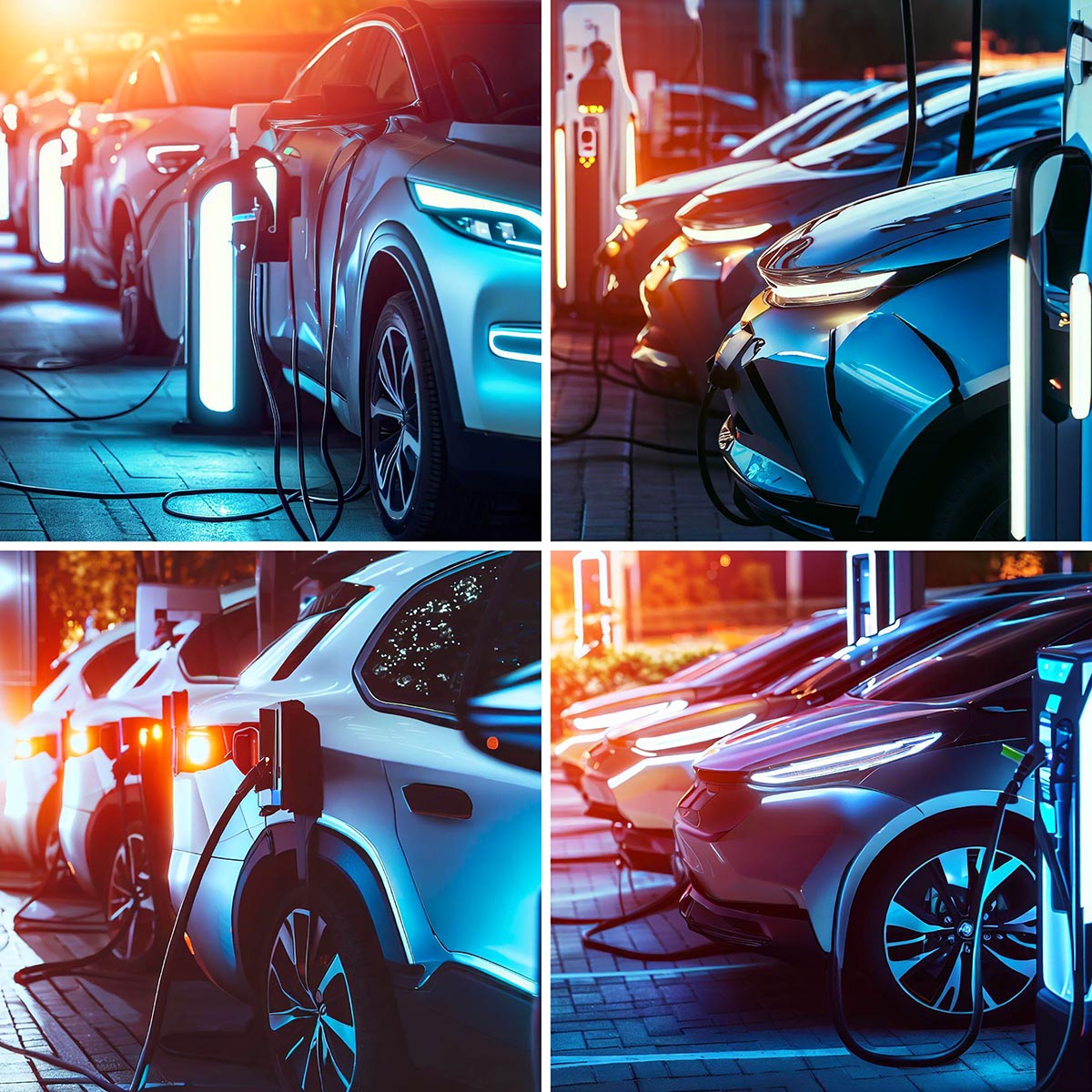 Images IA d'autos électriques à une station de recharge